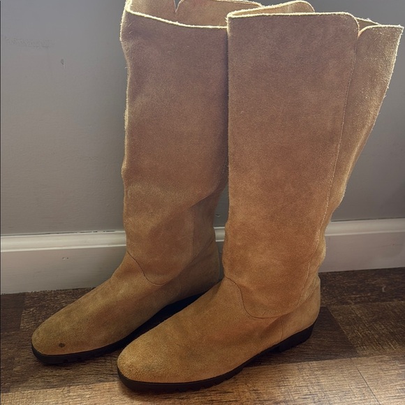 Liz Claiborne Leather Tan Suede Mid-Calf Boots - Picture 2 of 9